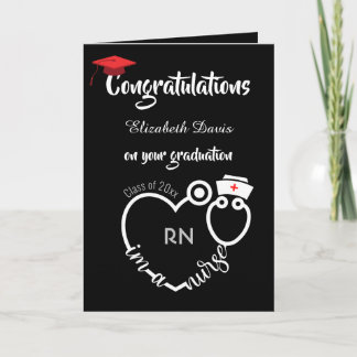 Chic Black White Nurse Studenten Grattisar Kort