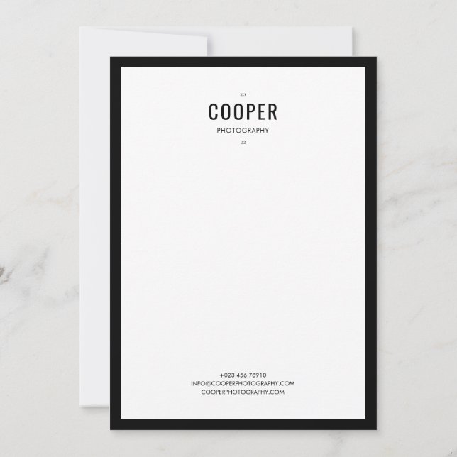 Chic Black White Photographic Brand Note Card (Baksida)