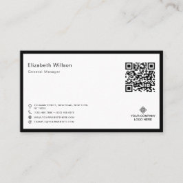 Chic Black & White Ram Business Logotyp QR-kod Visitkort