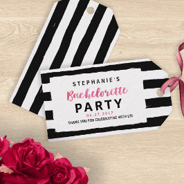 Chic Black & White Rand Bachelorette Party Presentetikett
