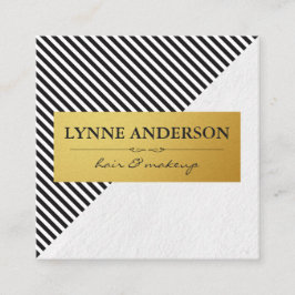Chic Black White Rand Faux Metallic Guld Fyrkantigt Visitkort