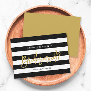 Chic Black White Rand kommer du bli min bridesmaid Inbjudningar