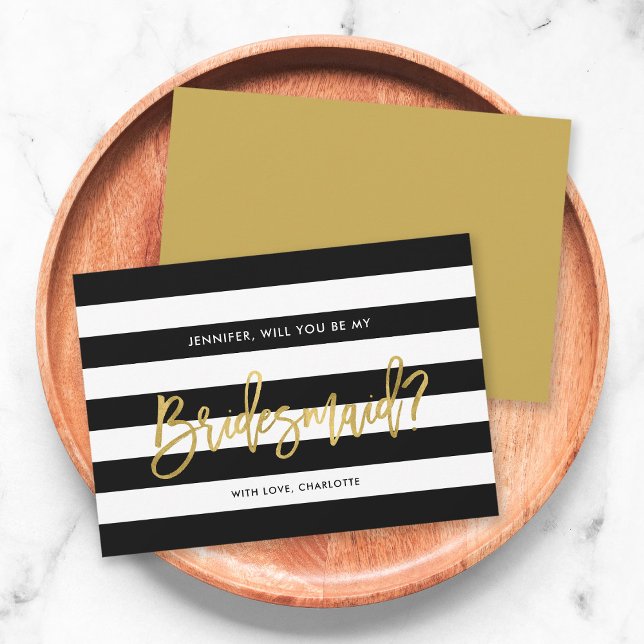 Chic Black White Rand kommer du bli min bridesmaid Inbjudningar (Skapare uppladdad)