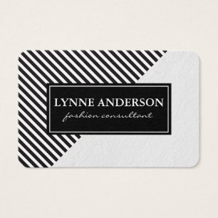 Chic Black White Rand med Struktur Visitkort