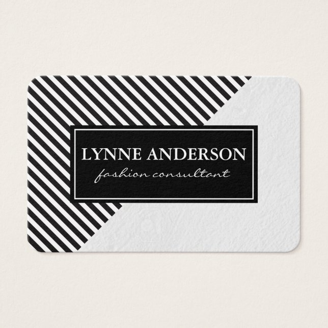 Chic Black White Rand med Struktur Visitkort (Framsida)