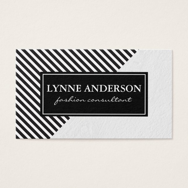 Chic Black White Rand med Struktur Visitkort (Framsidan)