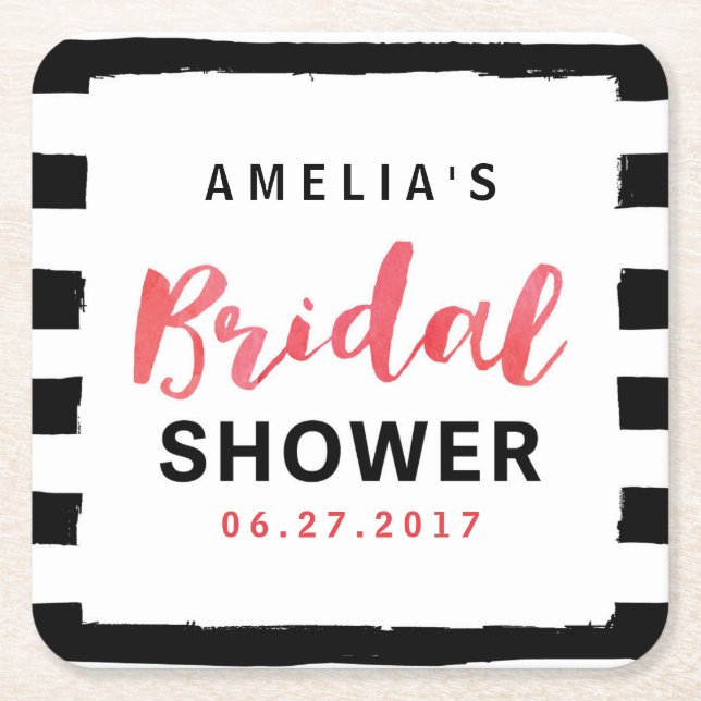 Chic Black & White Rand Red Möhippa Underlägg Papper Kvadrat (Framsidan)