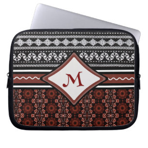 Chic Black, White & Red Abstrakt Tribal Laptop Fodral