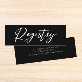 Chic Black White Typography Bröllop Registry Mini Visitkort