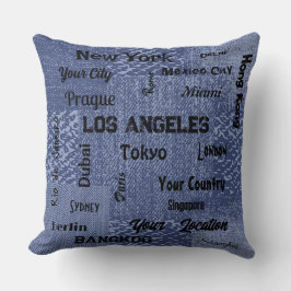 chic blådenim mega-städer i världen kudde