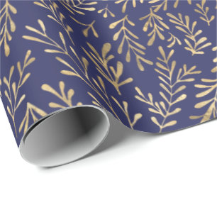 Chic Blåhavsfiske Guld Mönster Presentpapper