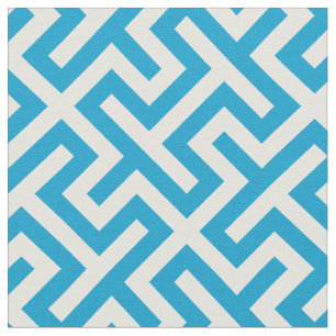 Chic, blått vitt abstrakt, geometriskt mönster tyg