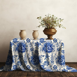Chic Blåvit blommigt chinoiserie toile monogram