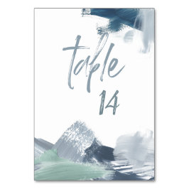 Chic Blek Dusty Blue Abstrakt Brushstrokes Bordsnummer