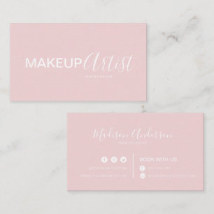 Chic Blek Rosa och White Makeup Artist Visitkort