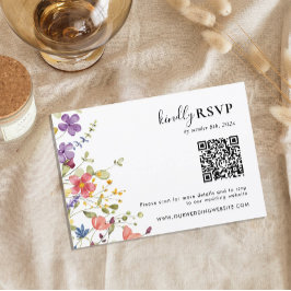Chic Blockera Vild Flowers QR Code Bröllop OSA Kort