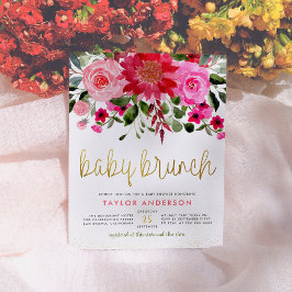 Chic Blommigt Baby Brunch Flicka Baby Shower Inbjudan Vykort