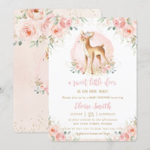 Chic  Blommigt Baby Hjort Fawn Girl Baby Shower