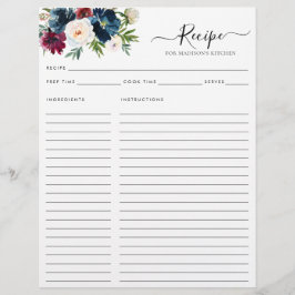 Chic Blommigt Blue Burgundy Red Kitchen Recipe