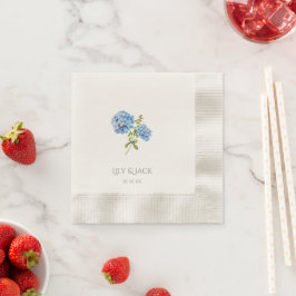 Chic Blommigt Blue Hydrangea Cocktail Event Bröllo Pappersservett