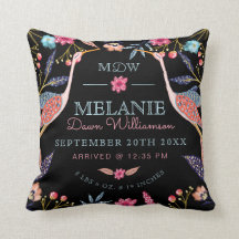 Chic Blommigt Botaniska stork Fåglar Baby Birth St