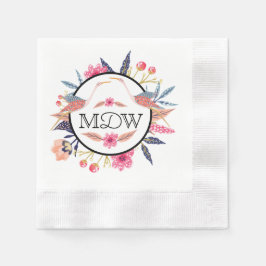 Chic Blommigt Botaniskt Stork Birds Baby Shower Pappersservett