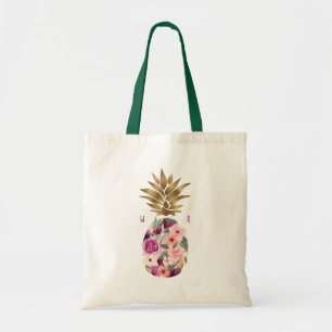 Chic Blommigt Botaniskt vattenfärg Golden Pineappl Tygkasse