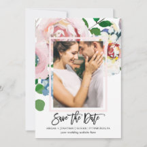 Chic Blommigt Bouquet med penselskript två foto