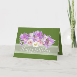 Chic Blommigt Bouquet Ro & Crocus Flowers Birthday Kort