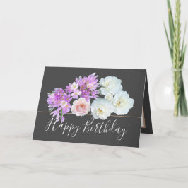 Chic Blommigt Bouquet Ro & Crocus Flowers Birthday Kort