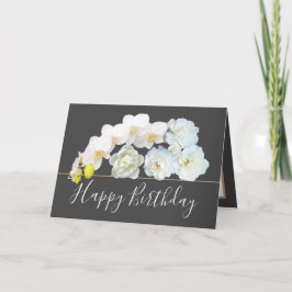 Chic Blommigt Bouquet Ro & Orchid Flowers Birthday Kort