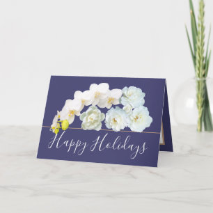Chic Blommigt Bouquet Ro & Orchid Flowers Helgdag Kort