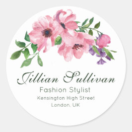 Chic Blommigt Boutique Business & Marknadsföring Runt Klistermärke