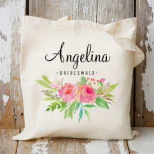 Chic Blommigt Bridesmaid Personlig-6 Tygkasse