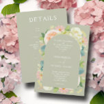 Chic Blommigt Bröllop Alla i en Grönt Inbjudningar<br><div class="desc">Alla bröllopsinbjudningar på en grönt visar dina ceremonier på framsidan och mer information på baksidan i chicens vita bokstäver. Fina vattenfärgblommor - vita och grönt vattenområden,  rosa och grädde ro,  daisy,  små stjälkar och löv. MATCHING-objekt i vår butik.</div>