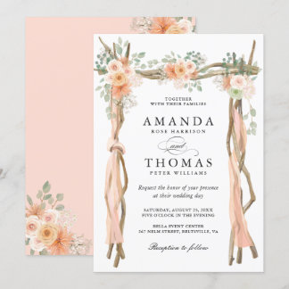  Chic Blommigt Bröllop Arch Theta Inbjudan