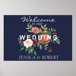 Chic Blommigt Bröllop VälkomstPoster Poster