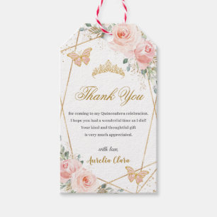 Chic Blommigt Butterflies Quinceanera Favor Presentetikett