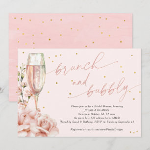 Chic blommigt champagne flurar brunch och bubblar inbjudningar