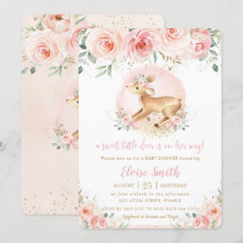 Chic  Blommigt Cute Baby Hjort Girl Baby Shower Inbjudningar