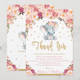 Chic  Blommigt Elephant Baby Shower Birthday Tack Kort