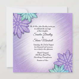 Chic Blommigt Färg Combo Bröllop Inbjudningar