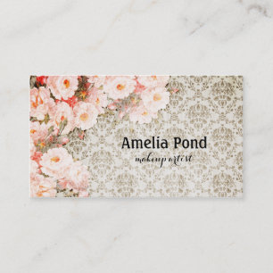 chic blommigt för konstnär för makeup för visitkort