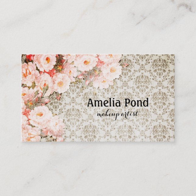 chic blommigt för konstnär för makeup för visitkort (Framsida)