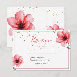 Chic Blommigt för  Rosa Confetti Ram Bröllop OSA Kort