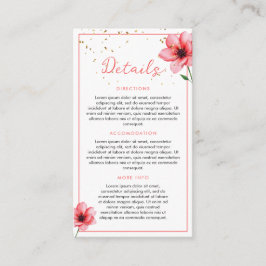 Chic Blommigt för  Rosa Confetti Ram Bröllop Tilläggskort