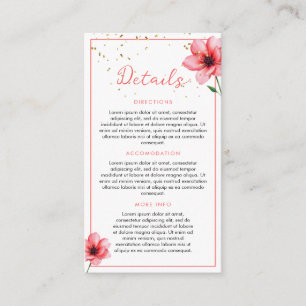 Chic Blommigt för Rosa Confetti Ram Bröllop Tilläggskort