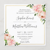 Chic Blommigt för  Rosa Grey Guld Bröllop