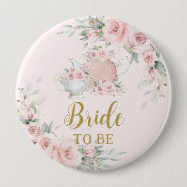 Chic Blommigt för  Rosa High Tea Party Bride to BE Knapp