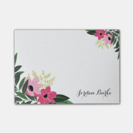 Chic Blommigt Gräns Monogram Post-it Block